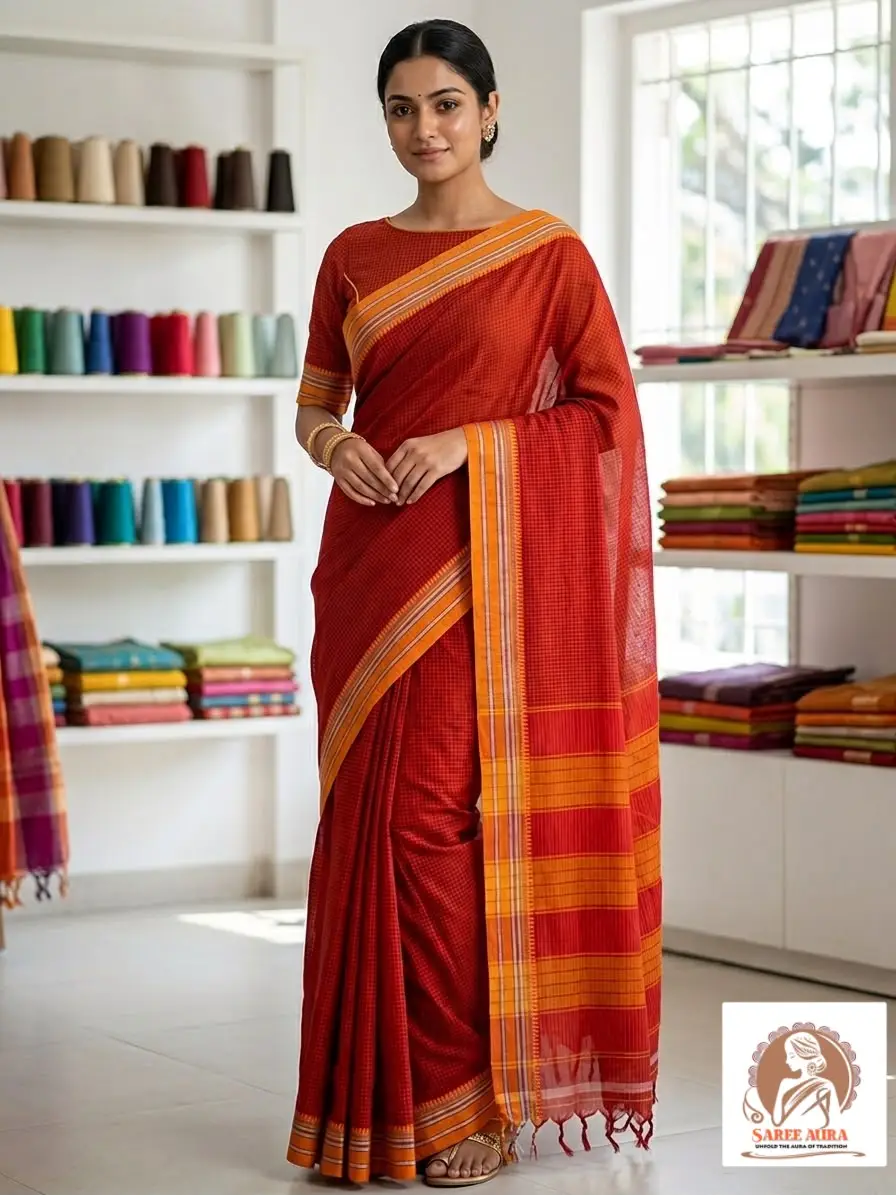 Narayanpeth Checks Saree - Image 3