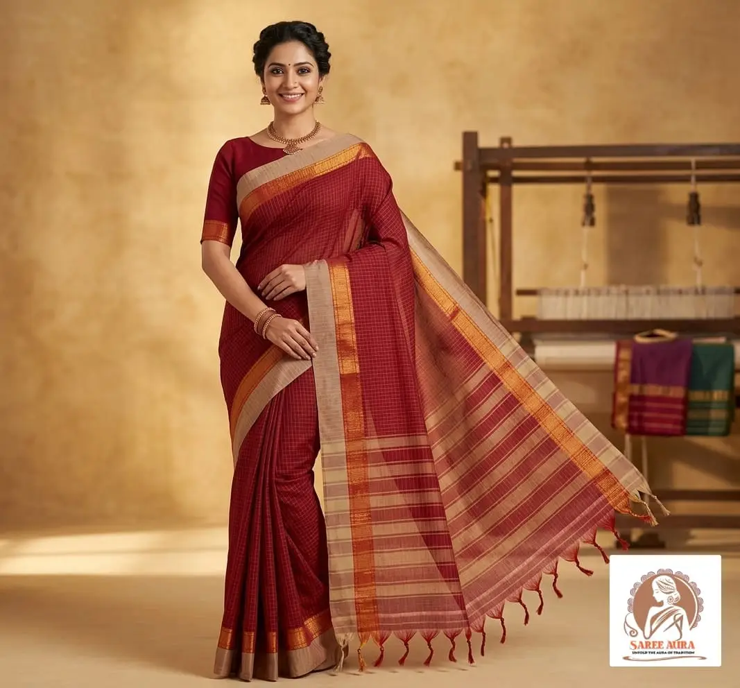 Narayanpeth Checks Saree - Image 2